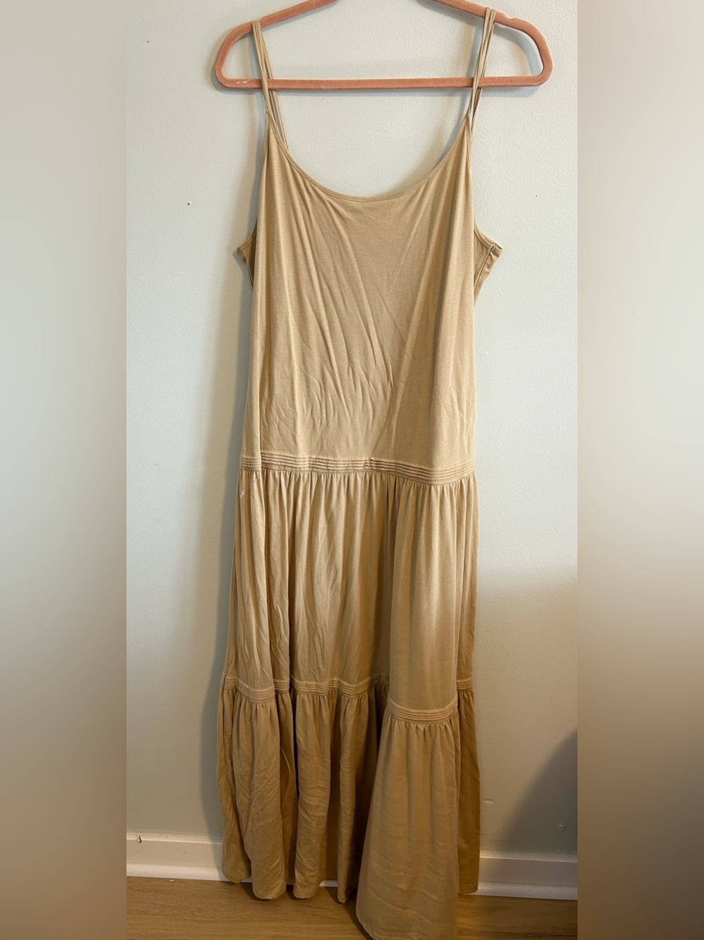 Lauren Ralph Lauren Light Beige Spaghetti-Strap Maxi Dress